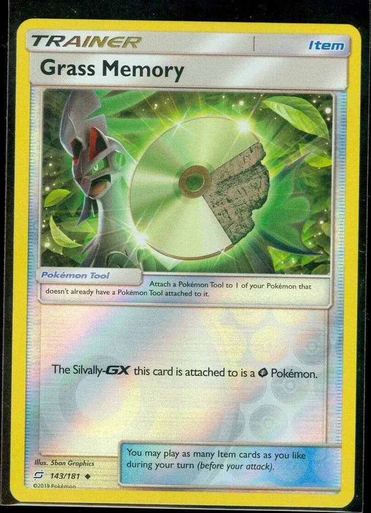 Grass Memory reverse holo card front, Team Up 143/181