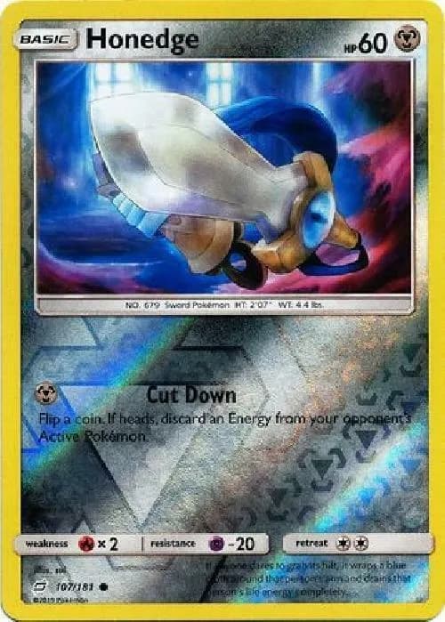 Honedge reverse holo card front, Team Up 107/181