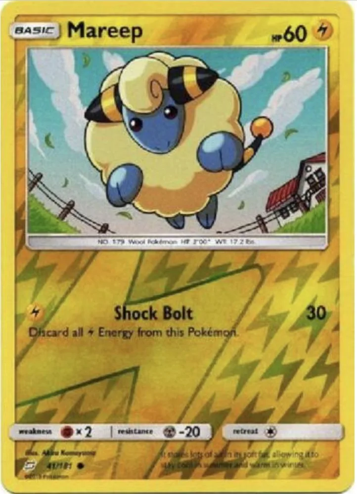 Mareep reverse holo card front, Team Up 41/181