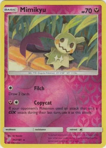Mimikyu reverse holo card front, Team Up 112/181