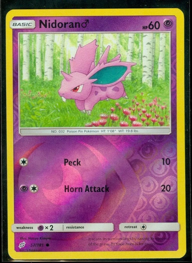 Nidoran ♂ reverse holo card front, Team Up 57/181