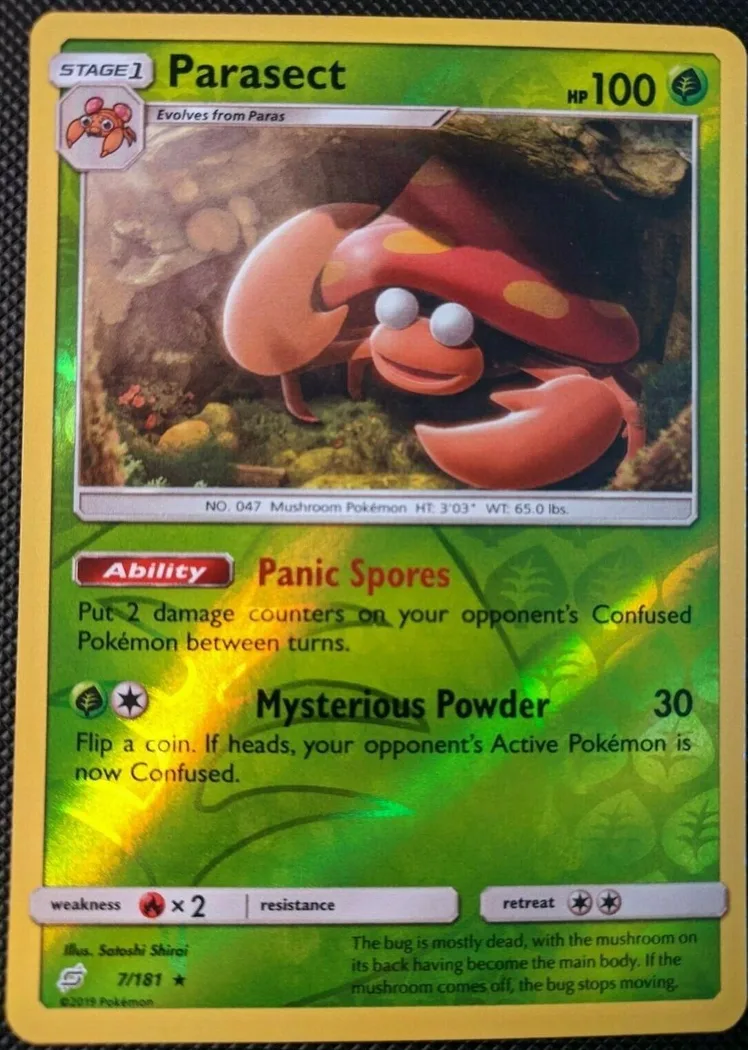 Parasect reverse holo card front, Team Up 7/181