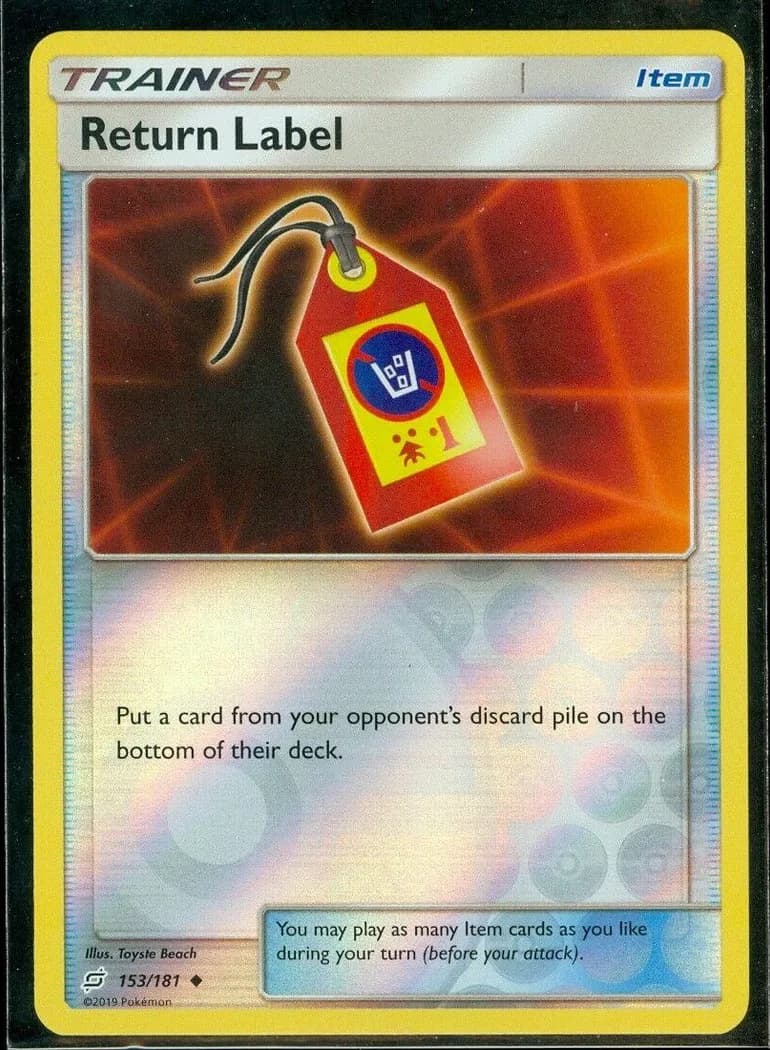 Return Label reverse holo card front, Team Up 153/181