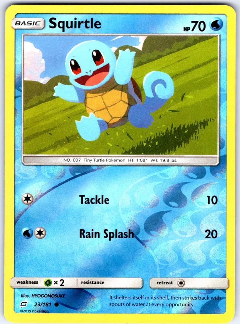 Squirtle reverse holo card front, Team Up 23/181