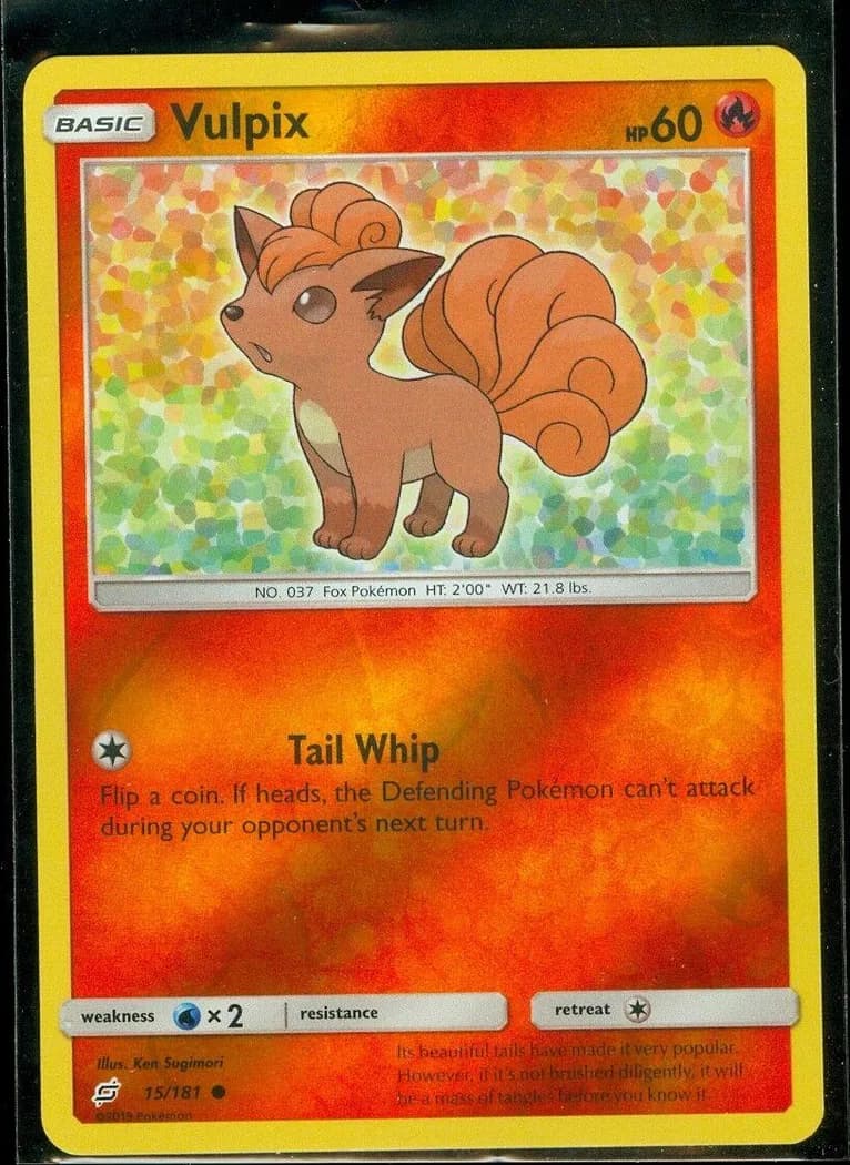 Vulpix reverse holo card front, Team Up 15/181