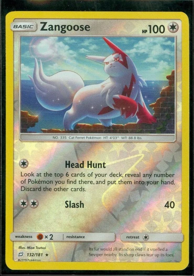 Zangoose reverse holo card front, Team Up 132/181