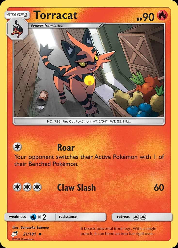 Team Up Torracat card front, 21/181