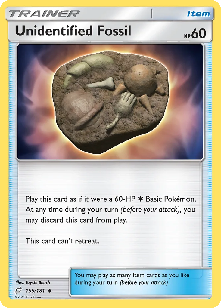 Team Up Unidentified Fossil card front, 155/181