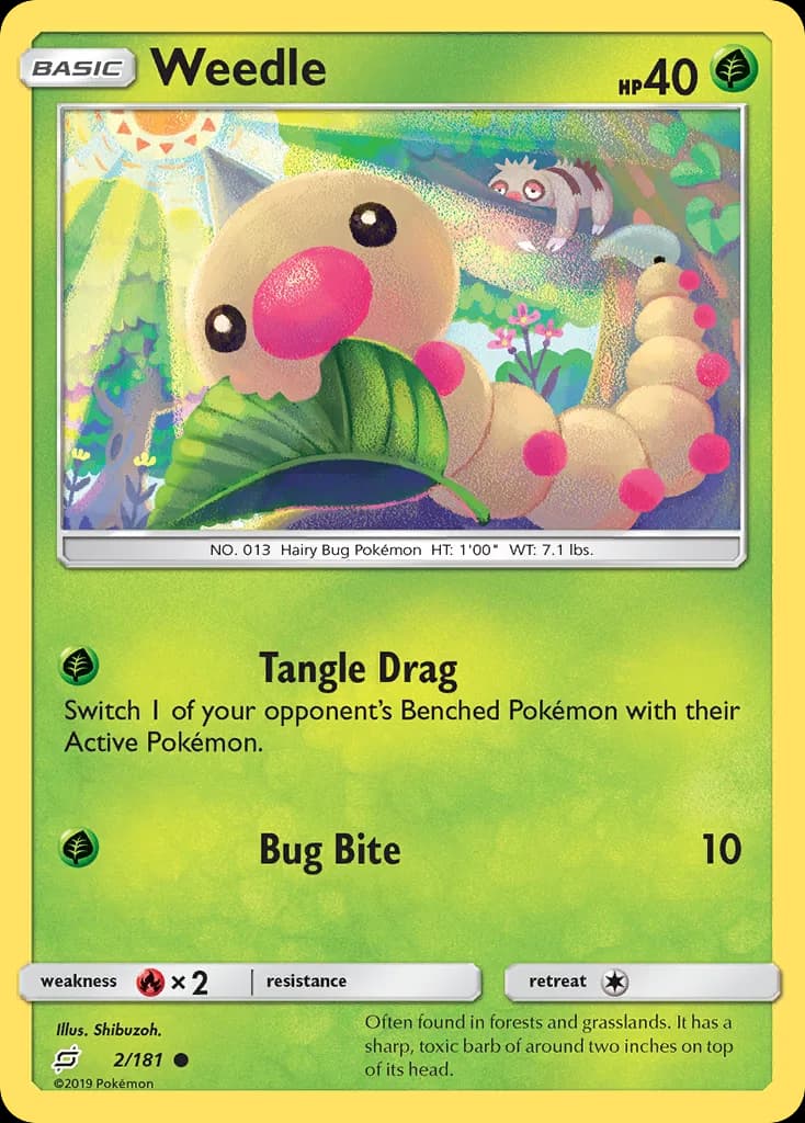 Team Up Weedle card front, 2/181
