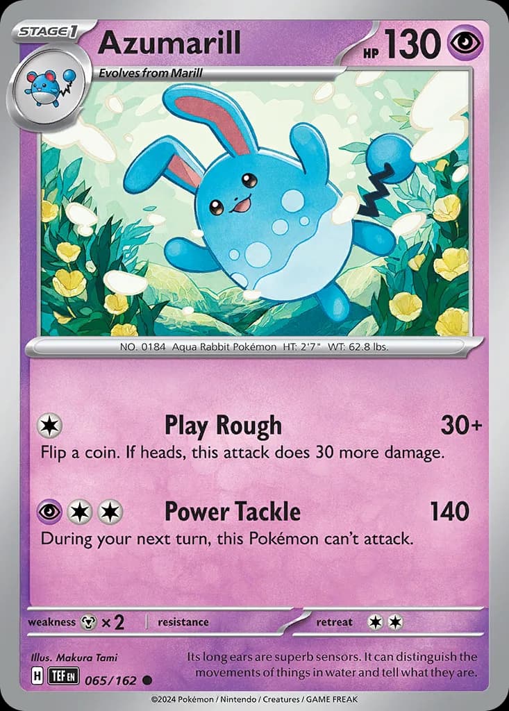 Temporal Forces Azumarill card front, 65/162