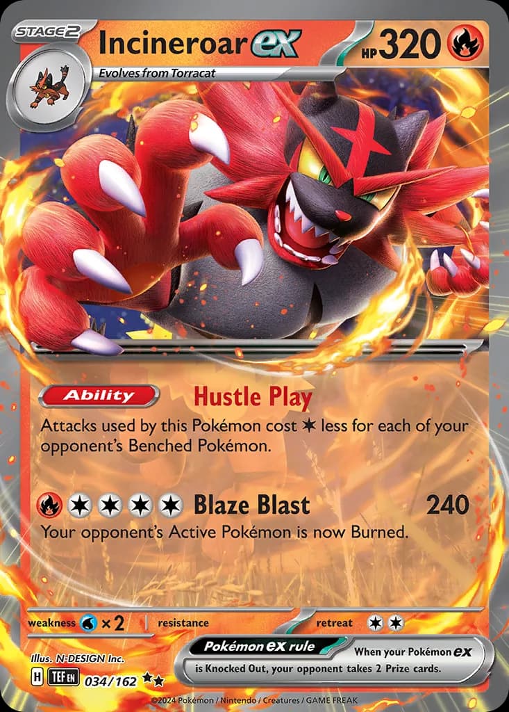 Temporal Forces Incineroar ex card front, 34/162