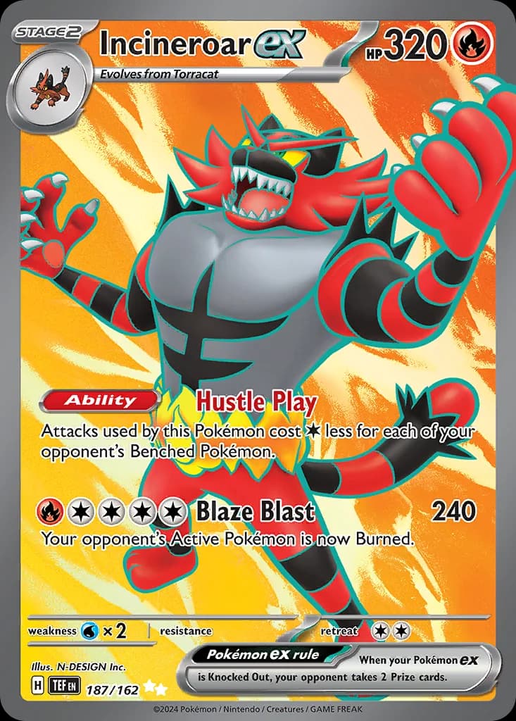 Temporal Forces Incineroar ex card front, 187/162