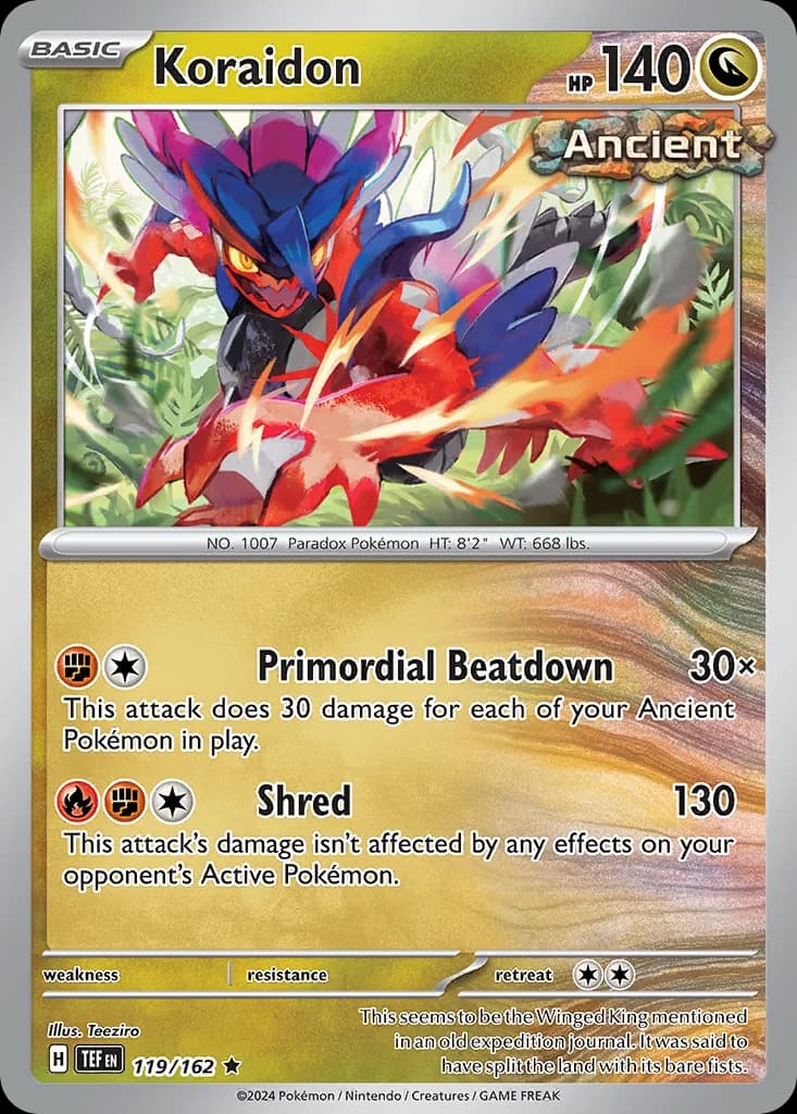 Temporal Forces Koraidon card front, 119/162