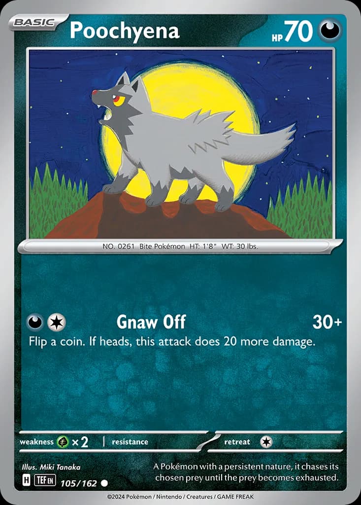 Temporal Forces Poochyena card front, 105/162