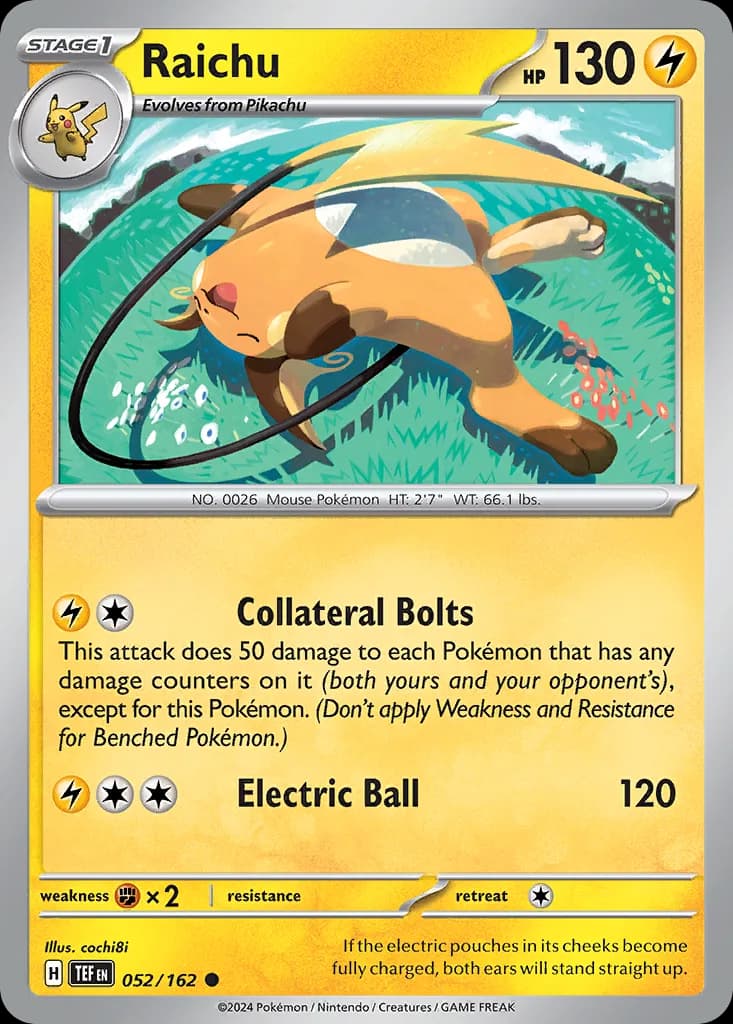 Raichu card front, Temporal Forces 52/162