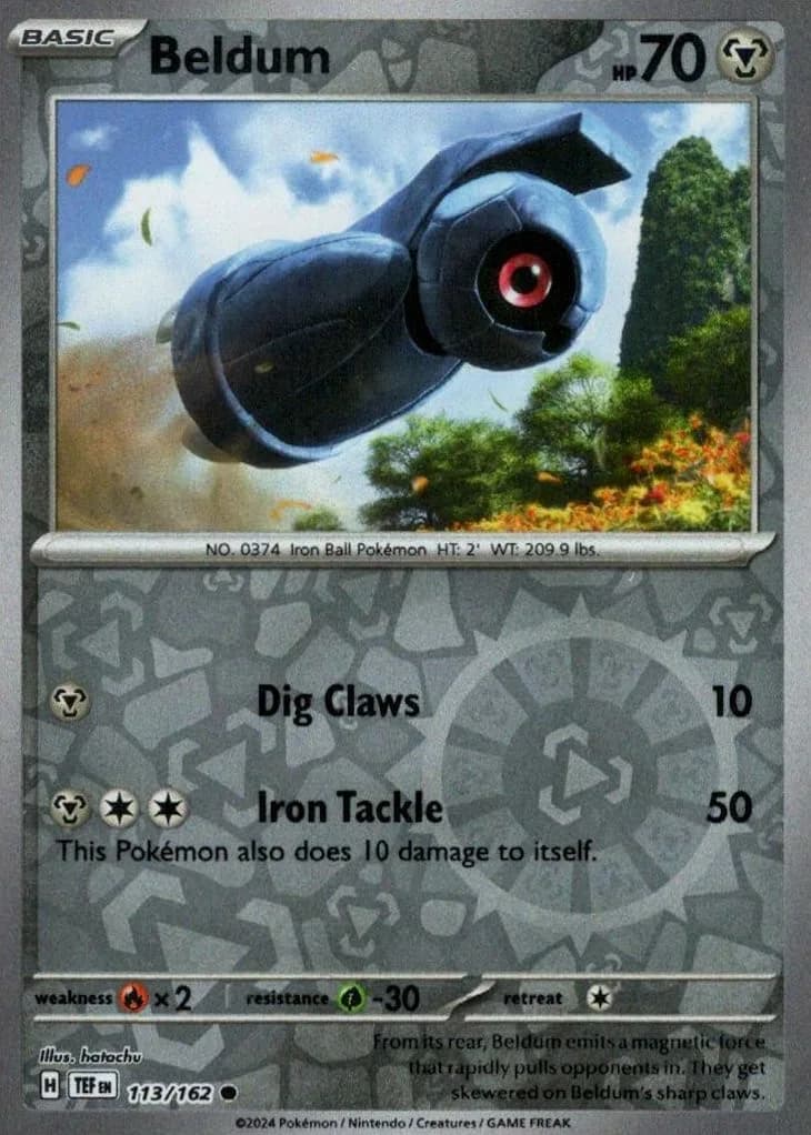 Beldum reverse holo card front, Temporal Forces 113/162