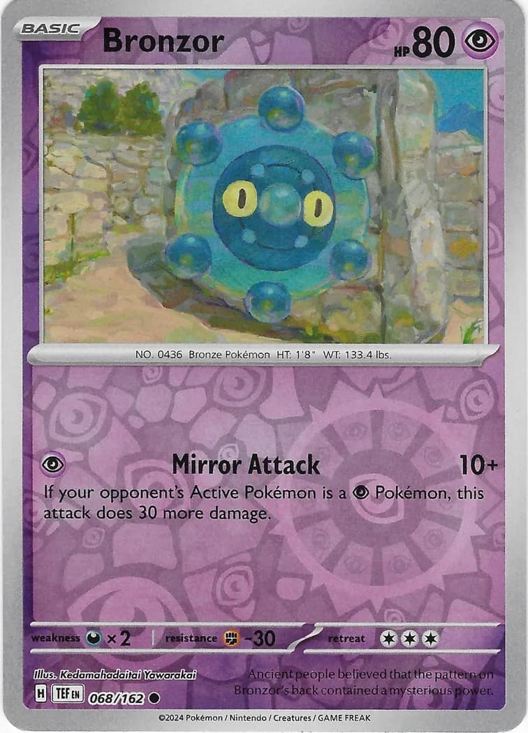Bronzor reverse holo card front, Temporal Forces 68/162