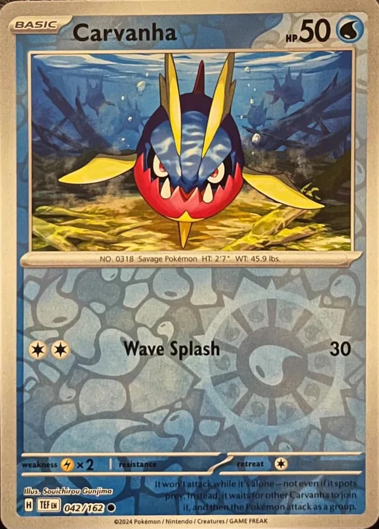 Carvanha reverse holo card front, Temporal Forces 42/162