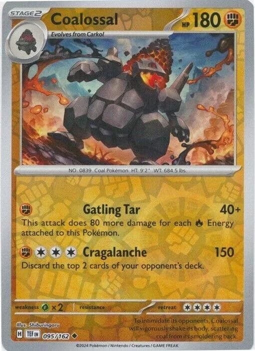 Coalossal reverse holo card front, Temporal Forces 95/162