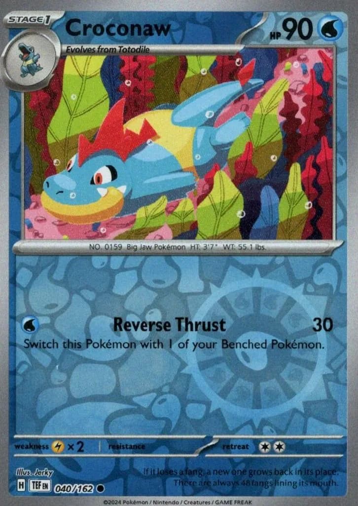 Croconaw reverse holo card front, Temporal Forces 40/162