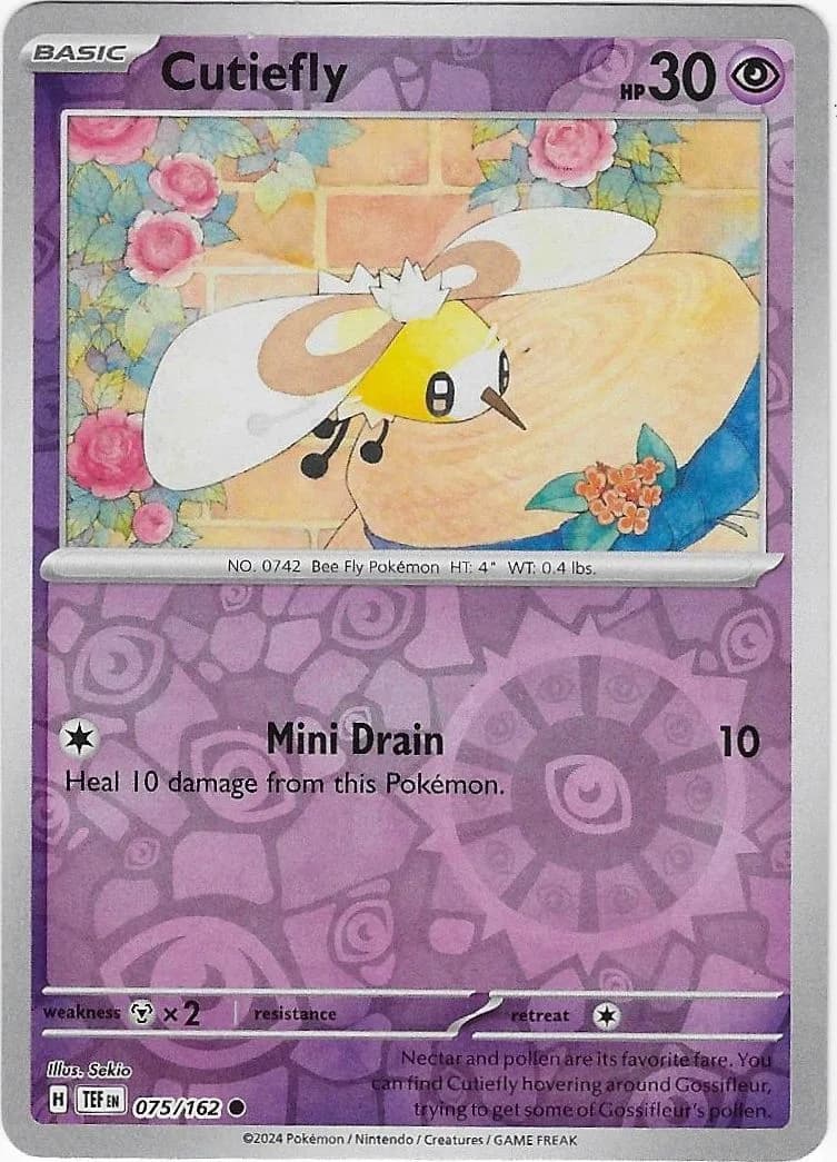 Cutiefly reverse holo card front, Temporal Forces 75/162