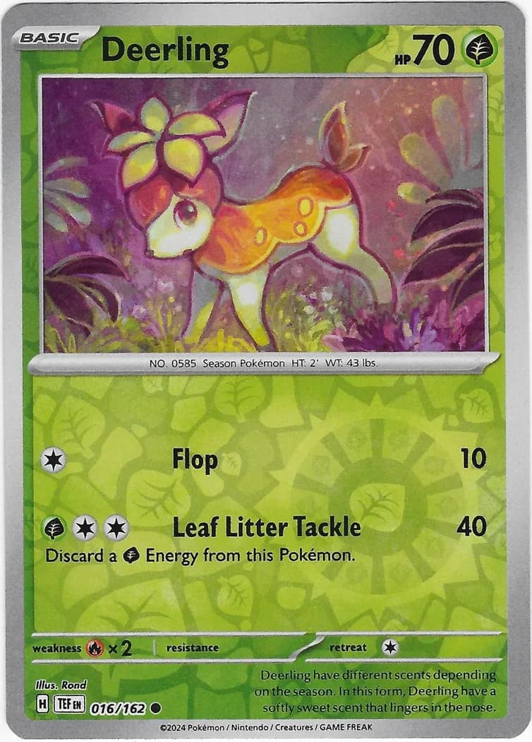 Deerling reverse holo card front, Temporal Forces 16/162