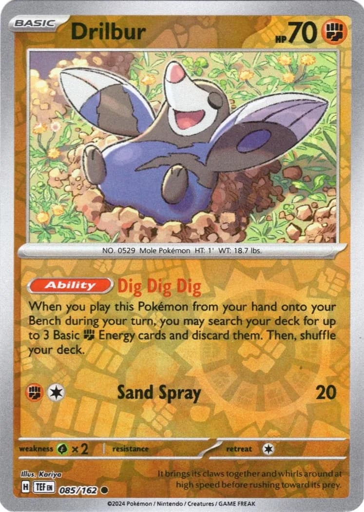 Drilbur reverse holo card front, Temporal Forces 85/162