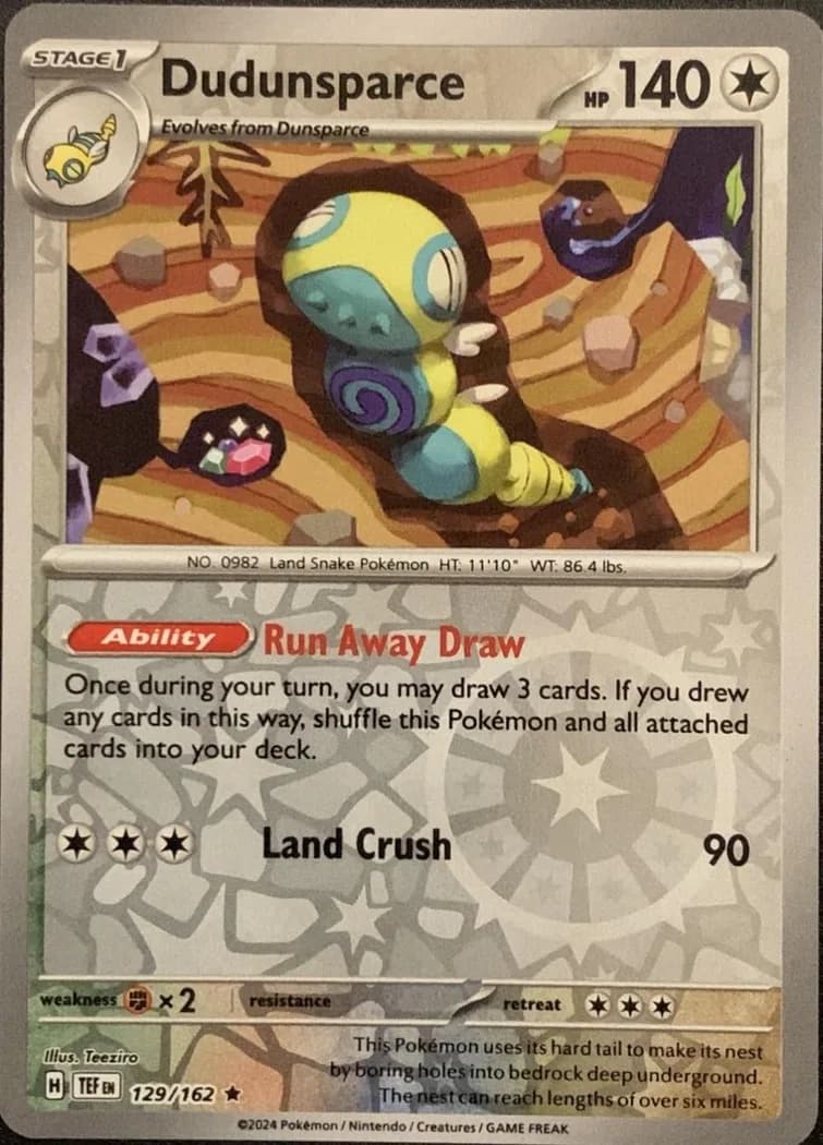 Dudunsparce reverse holo card front, Temporal Forces 129/162