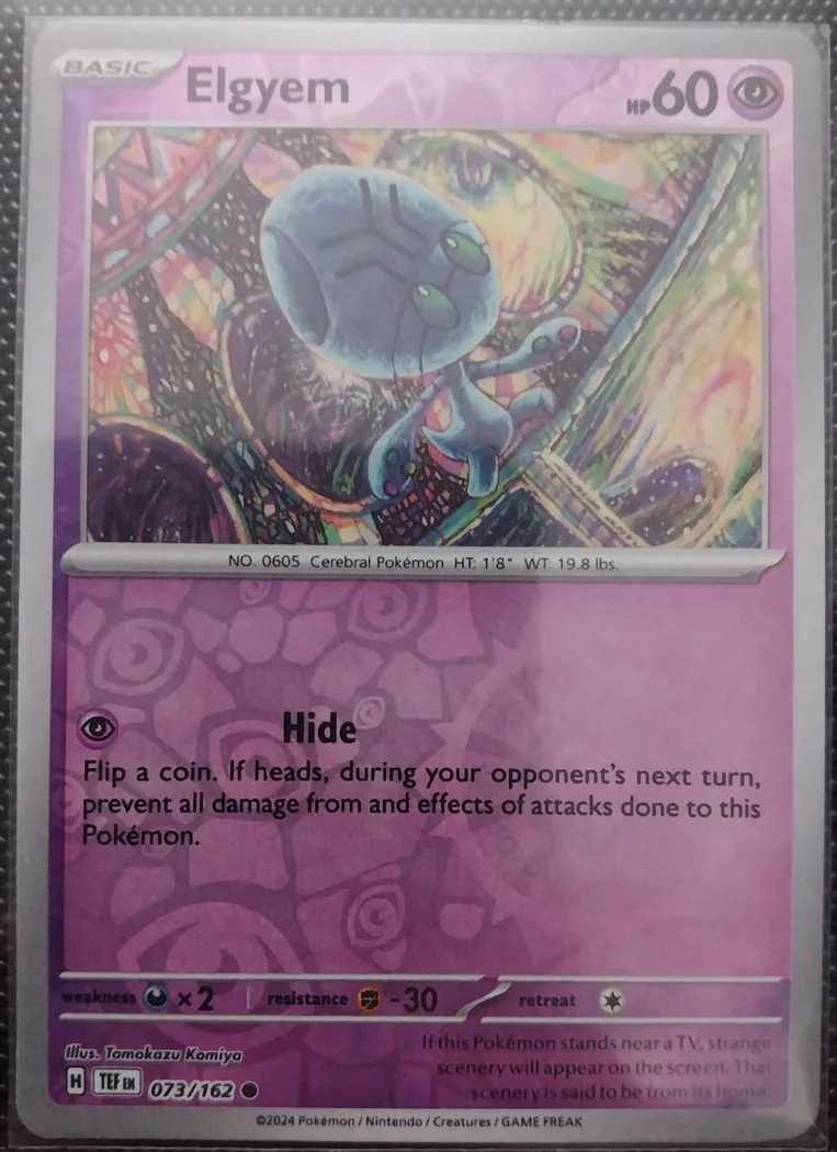 Elgyem reverse holo card front, Temporal Forces 73/162