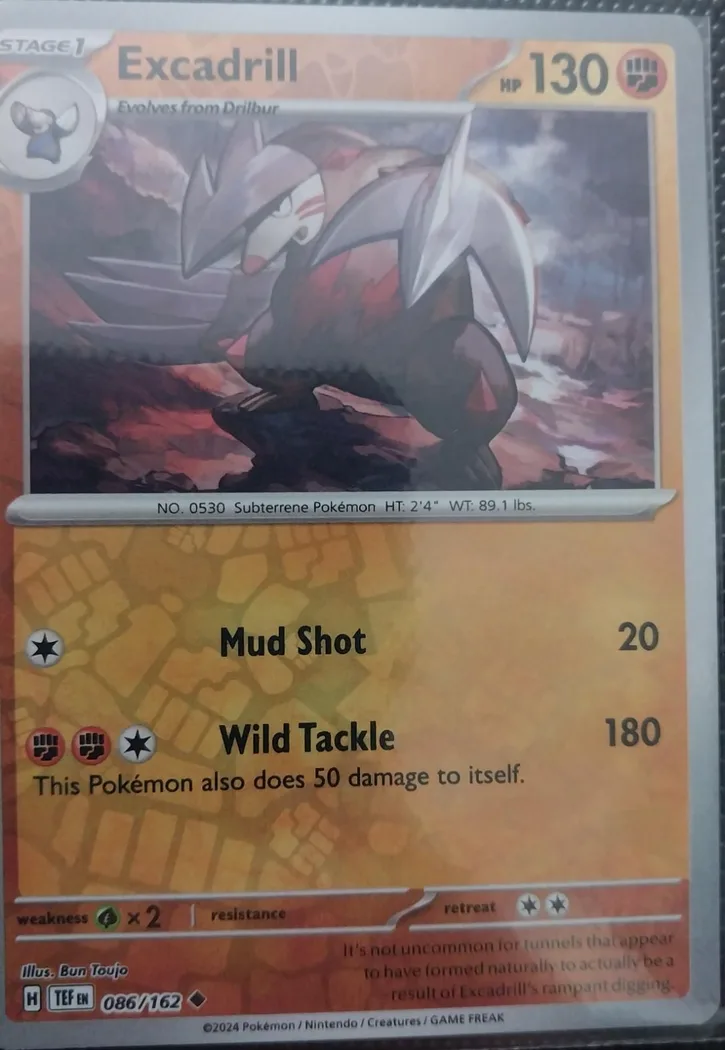 Excadrill reverse holo card front, Temporal Forces 86/162