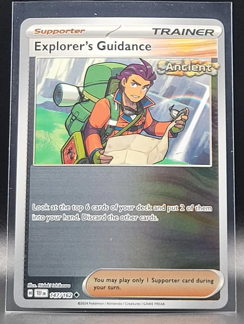 Explorer's Guidance reverse holo card front, Temporal Forces 147/162