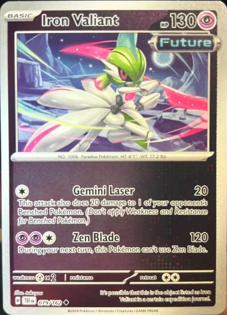 Iron Valiant reverse holo card front, Temporal Forces 79/162