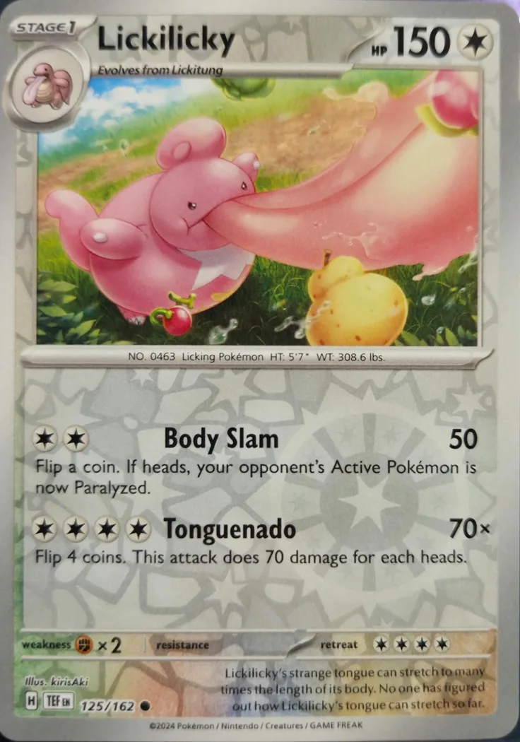 Lickilicky reverse holo card front, Temporal Forces 125/162