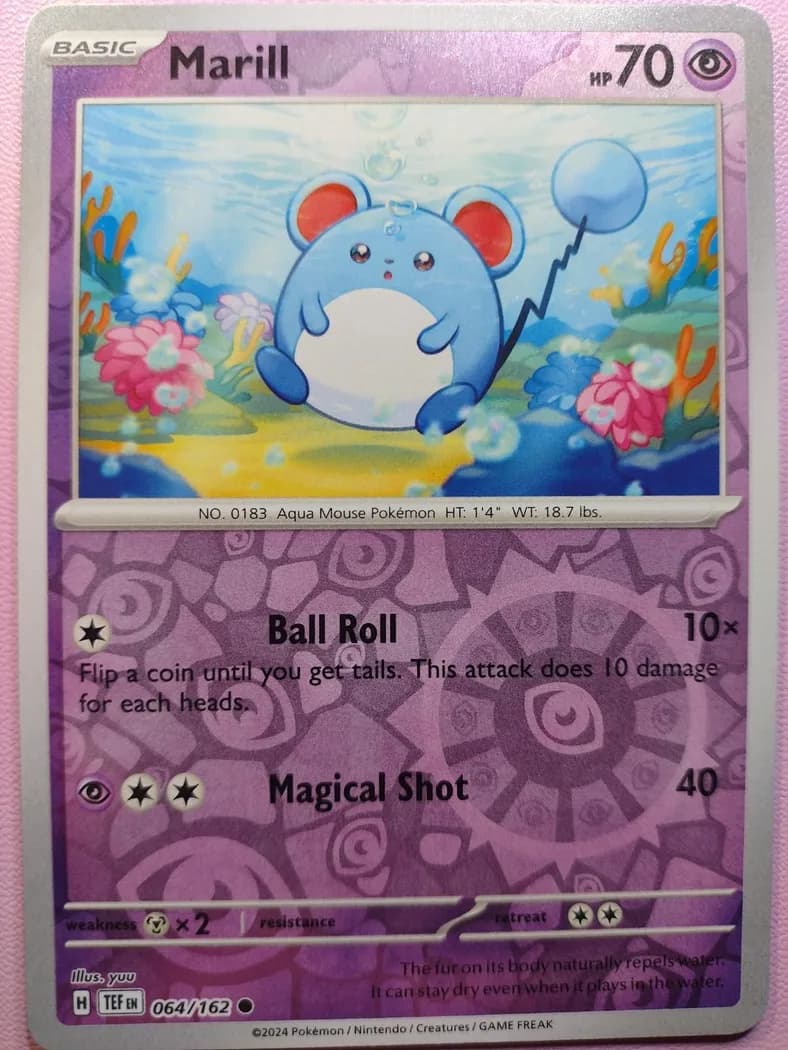 Marill reverse holo card front, Temporal Forces 64/162