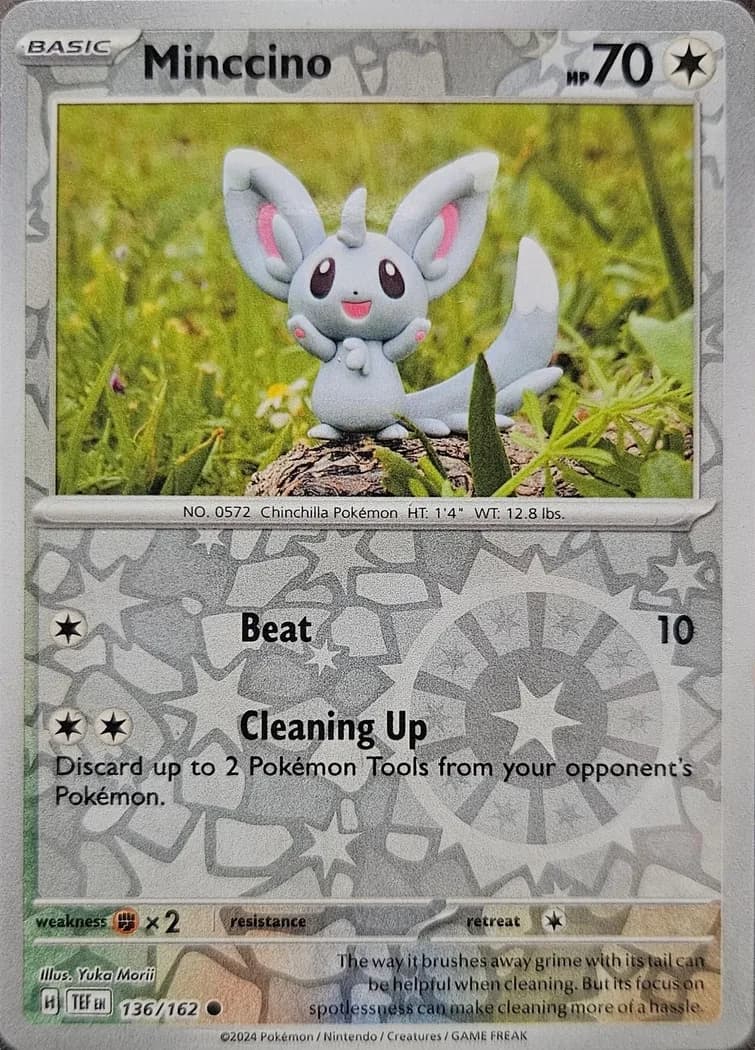 Minccino reverse holo card front, Temporal Forces 136/162