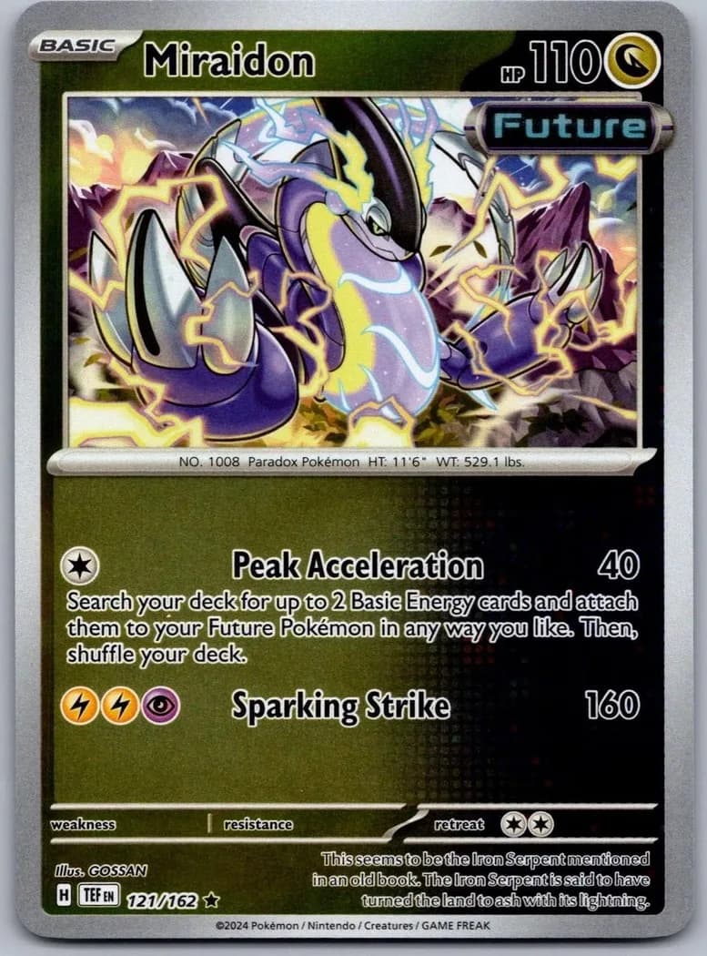 Miraidon reverse holo card front, Temporal Forces 121/162