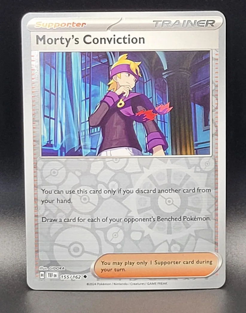 Morty's Conviction reverse holo card front, Temporal Forces 155/162