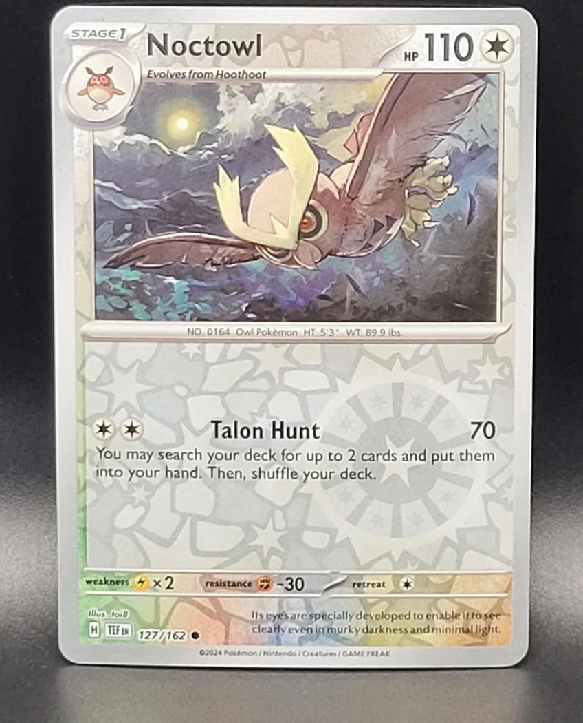 Noctowl reverse holo card front, Temporal Forces 127/162