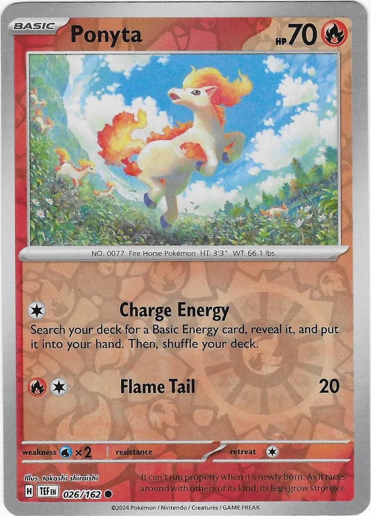 Ponyta reverse holo card front, Temporal Forces 26/162