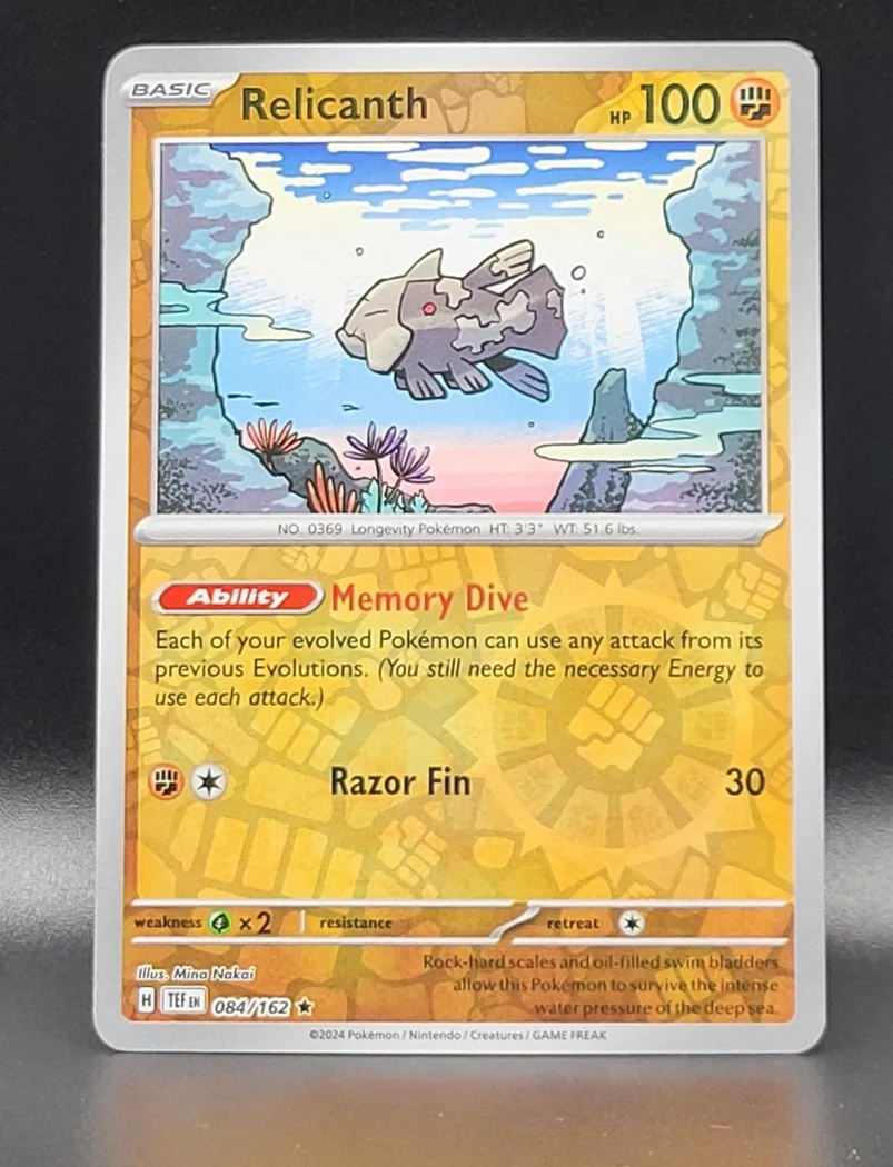 Relicanth reverse holo card front, Temporal Forces 84/162