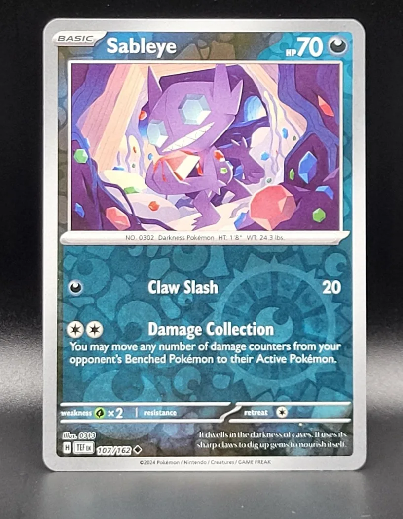 Sableye reverse holo card front, Temporal Forces 107/162