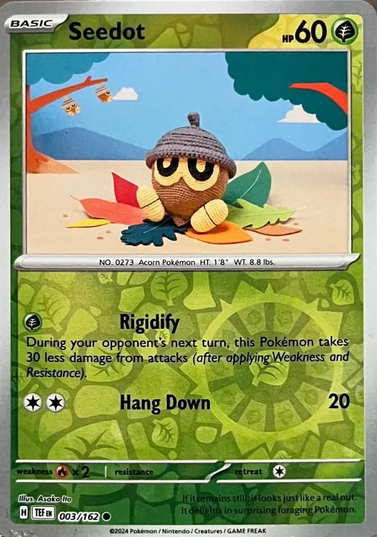 Seedot reverse holo card front, Temporal Forces 3/162