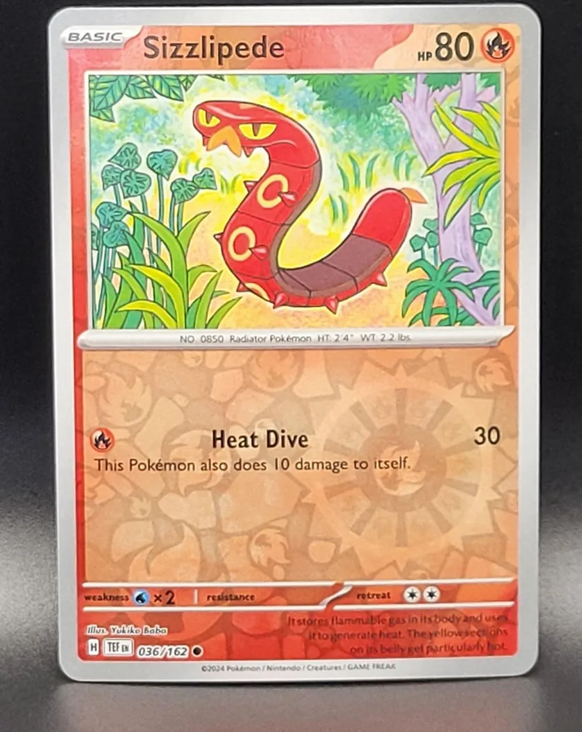 Sizzlipede reverse holo card front, Temporal Forces 36/162