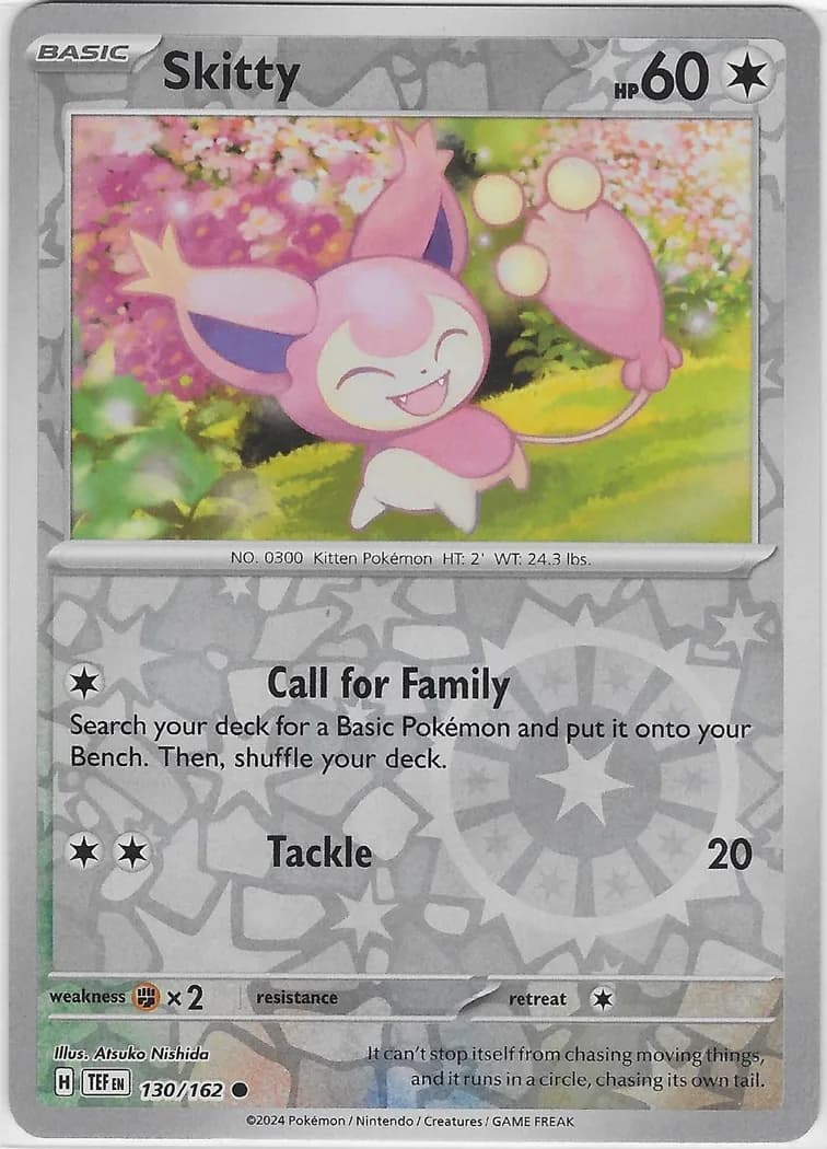 Skitty reverse holo card front, Temporal Forces 130/162