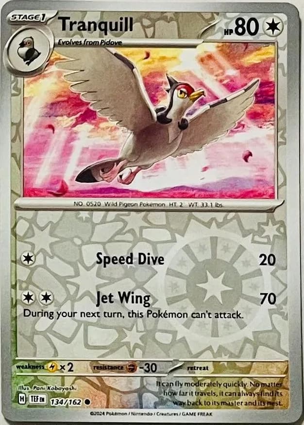 Tranquill reverse holo card front, Temporal Forces 134/162