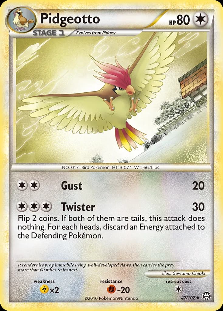Triumphant Pidgeotto card front, 47/102