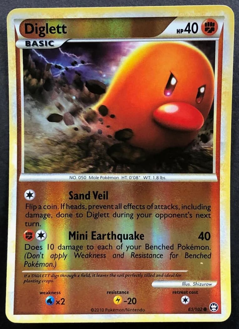 Diglett reverse holo card front, Triumphant 61/102