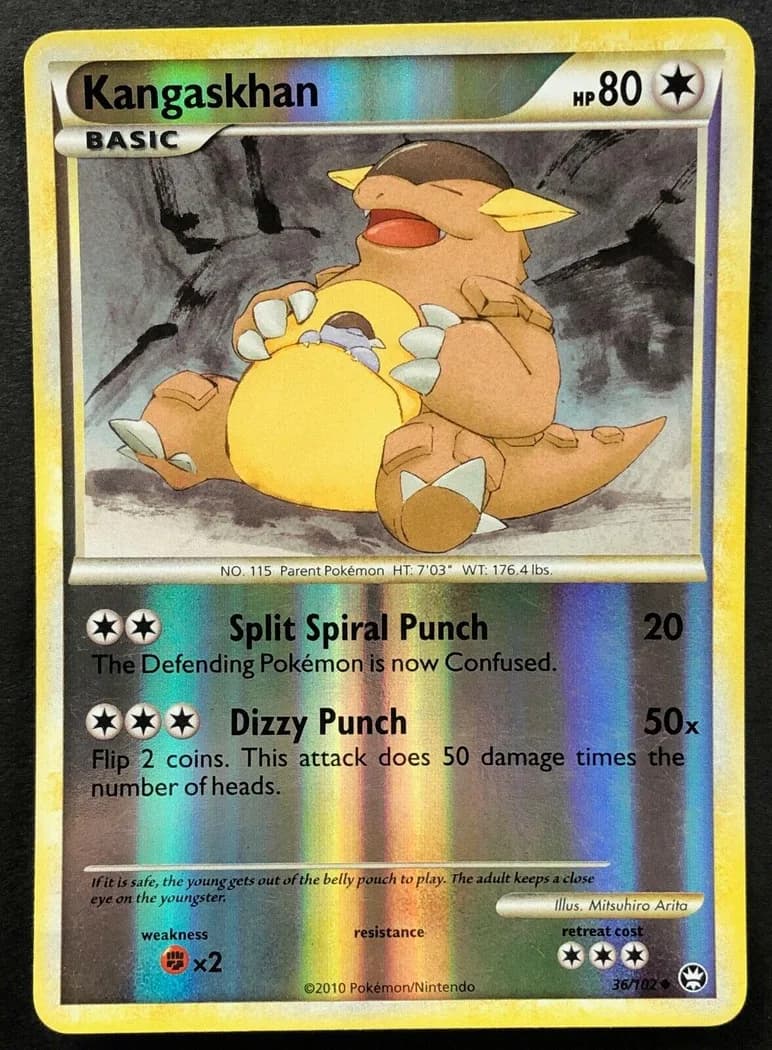 Kangaskhan reverse holo card front, Triumphant 36/102
