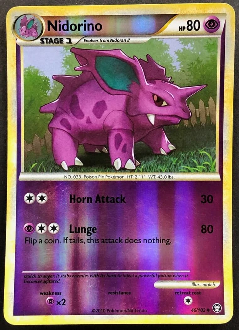 Nidorino reverse holo card front, Triumphant 46/102