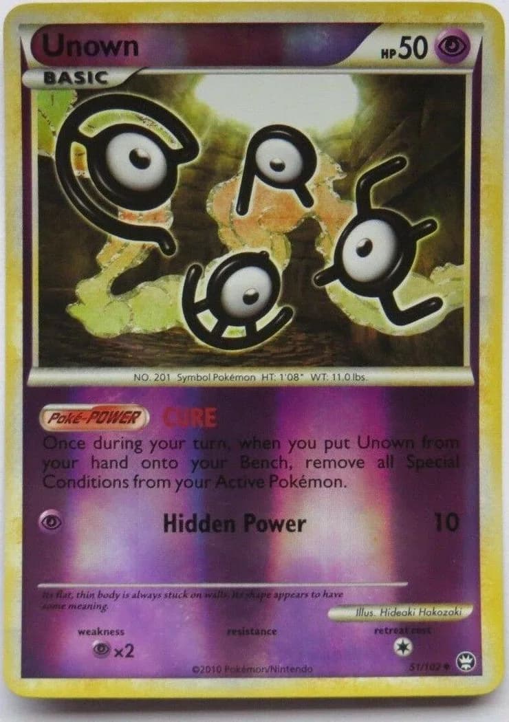 Unown reverse holo card front, Triumphant 51/102